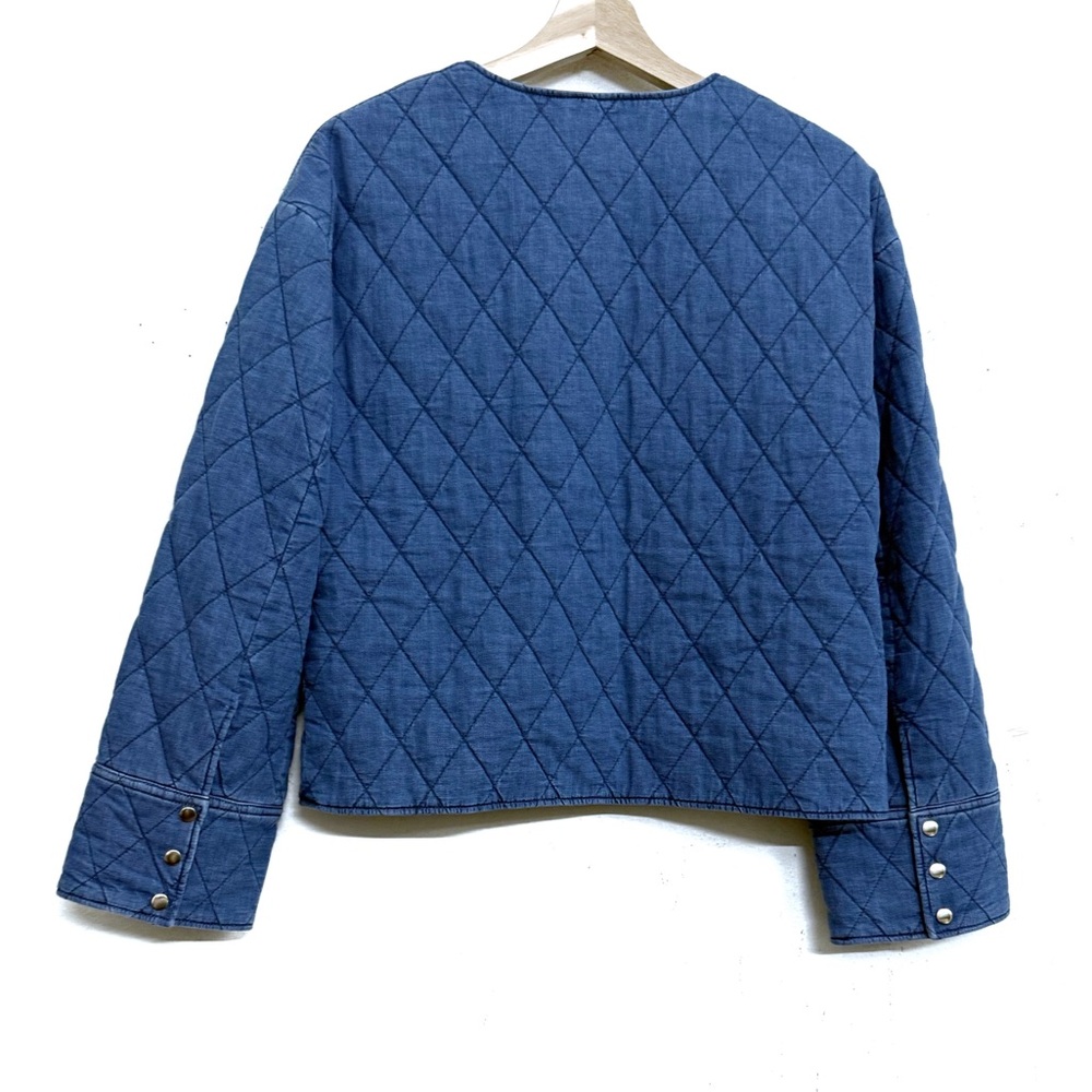 NWT Sézane Dakota Quilted Jacket in Denim Blue Sz 4 - Picture 7 of 16